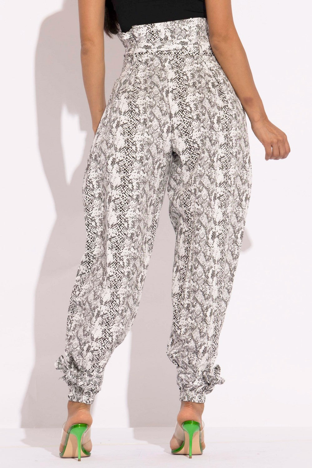 Printed Snake Skin Paper Bag Style Pants