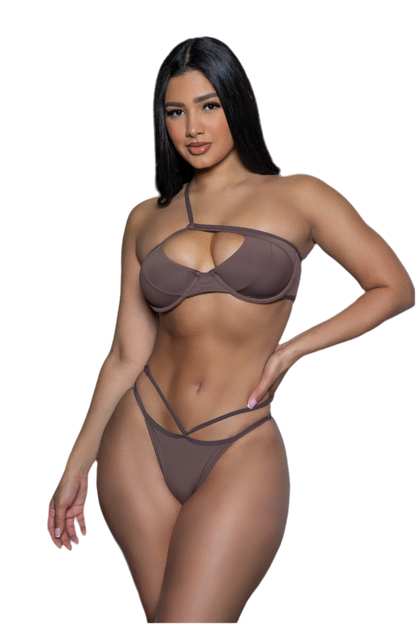 One-shoulder top 
 Bikini Set