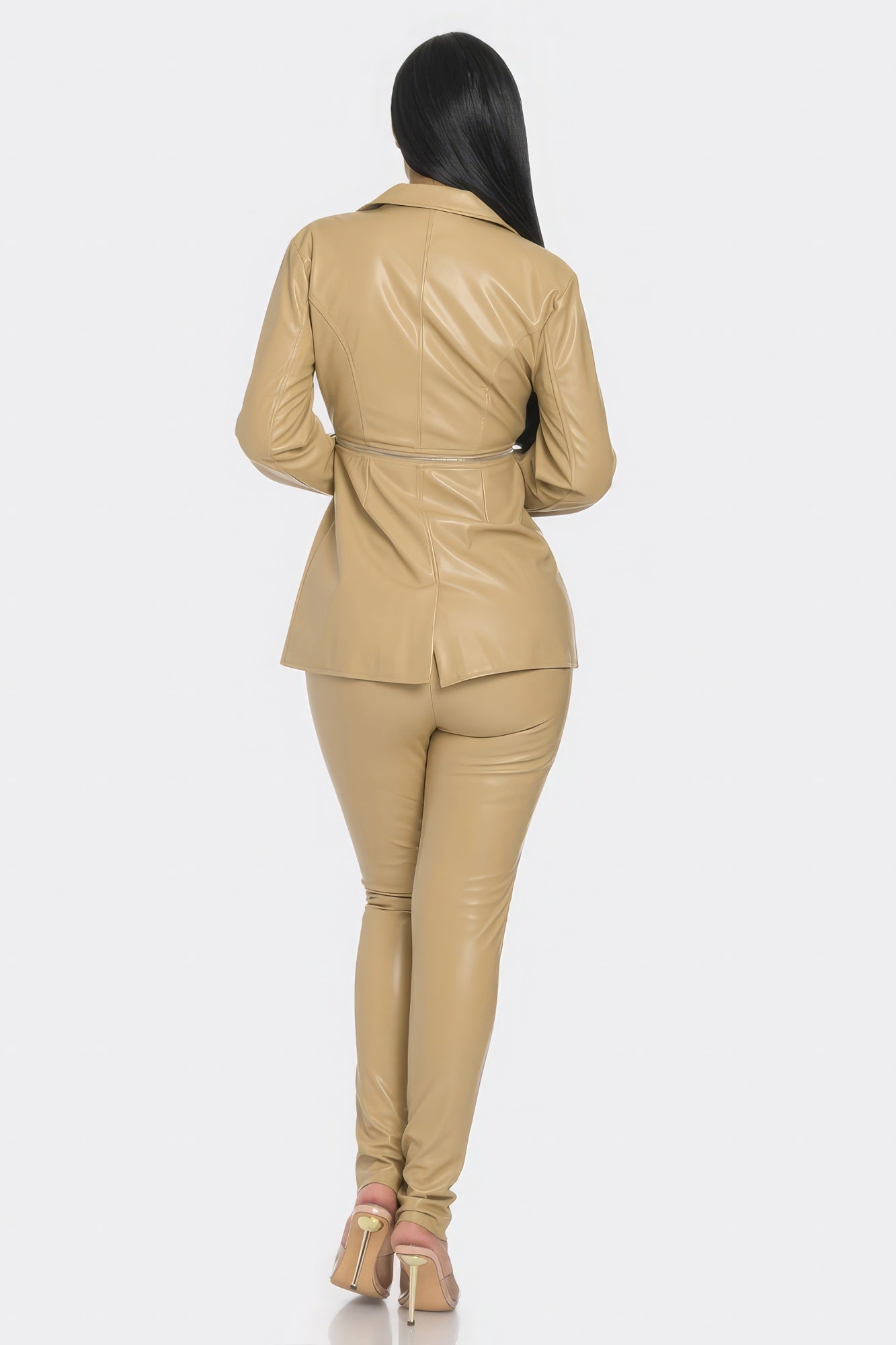 Classy Pu Leather Zipper Top & Pant Set