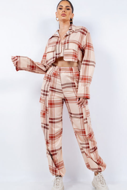 Cropped Long Sleeve Shirt & Matching Pants Set