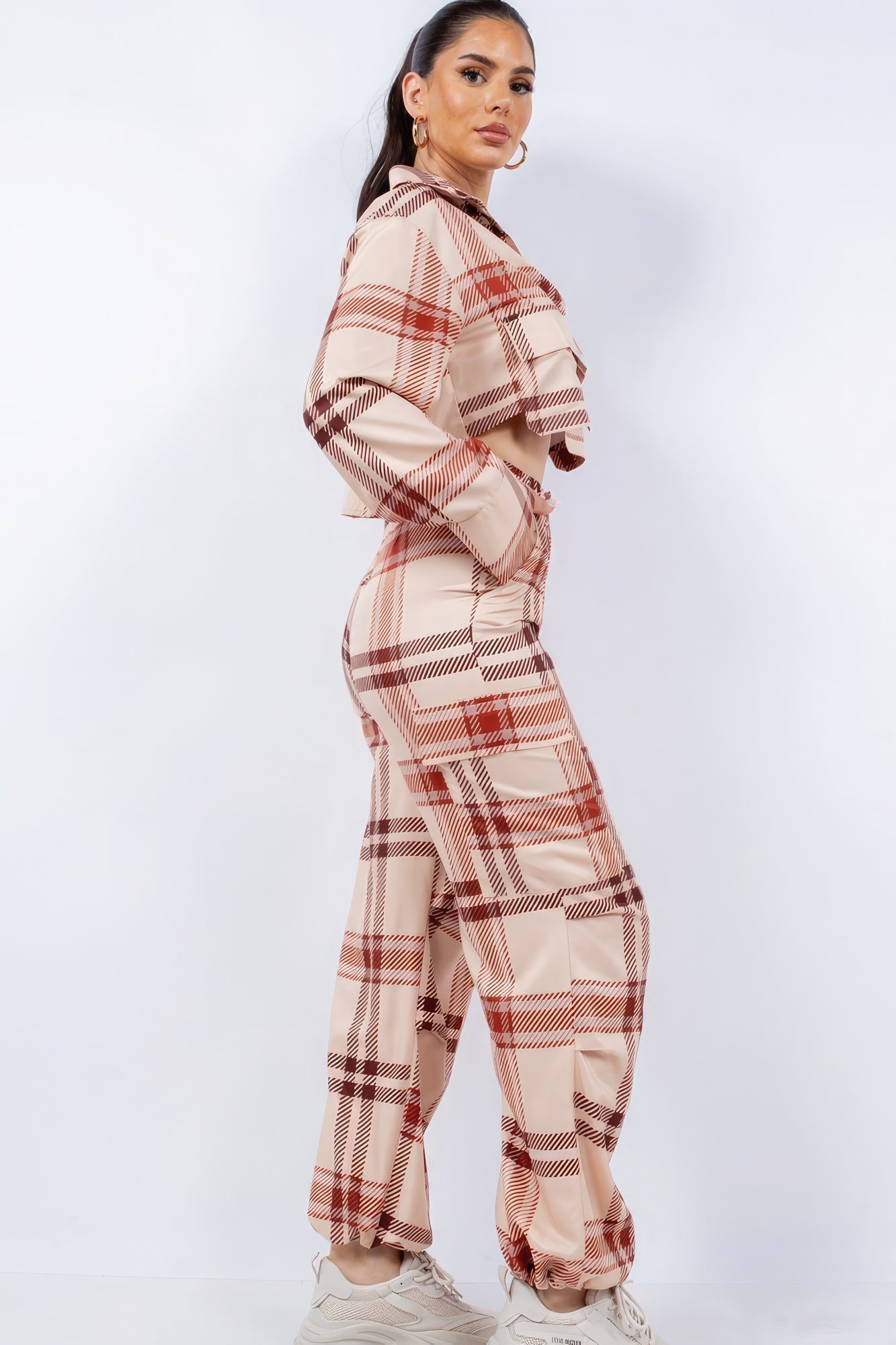 Cropped Long Sleeve Shirt & Matching Pants Set