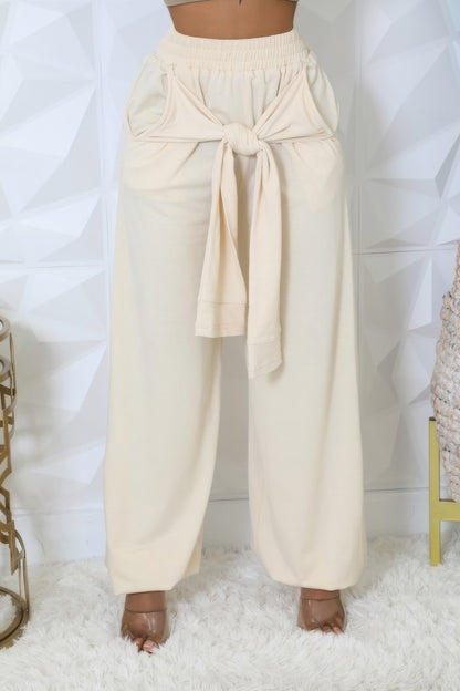 Casual Front Bow High-waisted Loose Pants