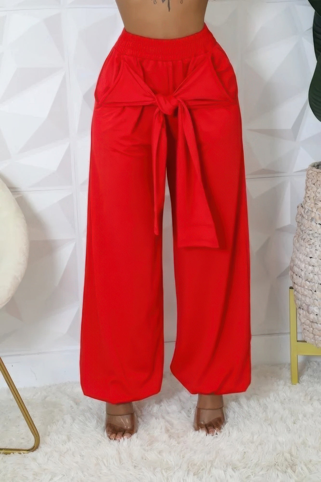 Casual Front Bow High-waisted Loose Pants