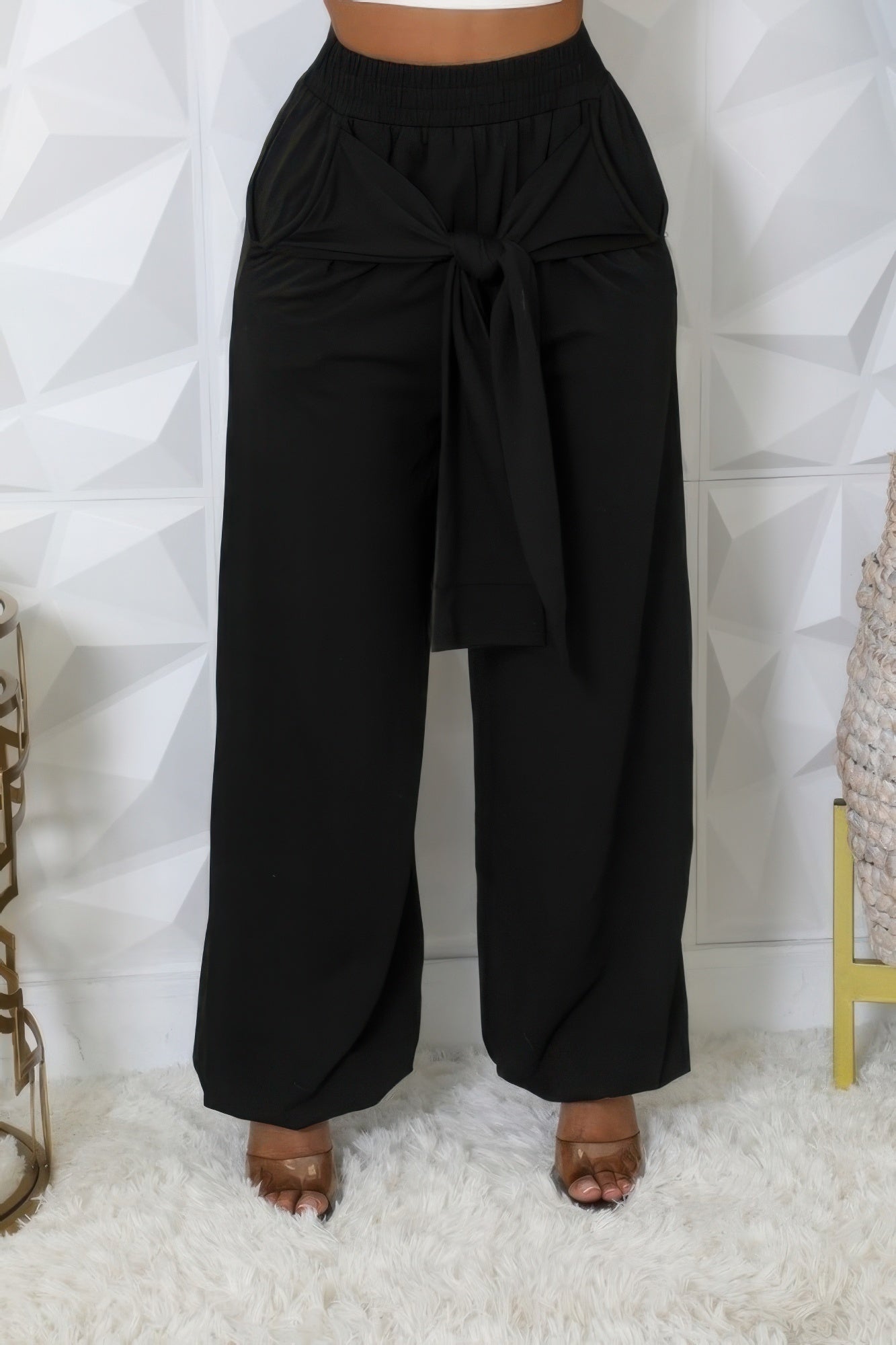 Casual Front Bow High-waisted Loose Pants