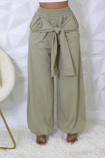 Casual Front Bow High-waisted Loose Pants