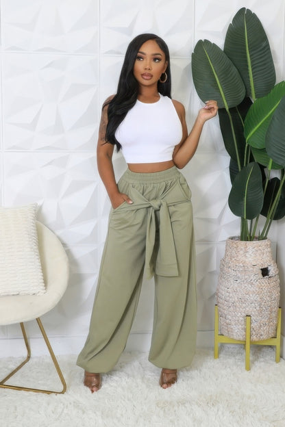 Casual Front Bow High-waisted Loose Pants