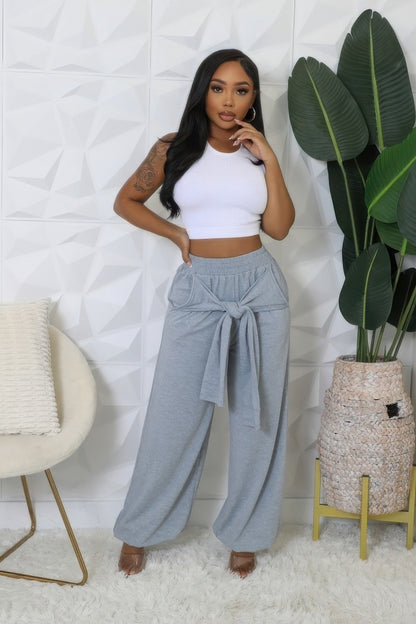 Casual Front Bow High-waisted Loose Pants