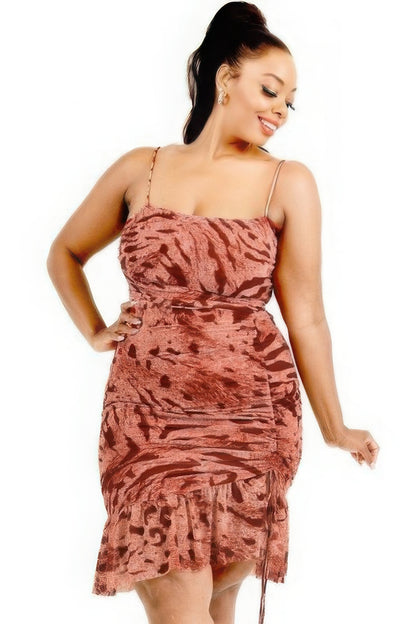 Plus burgundy animal print dress