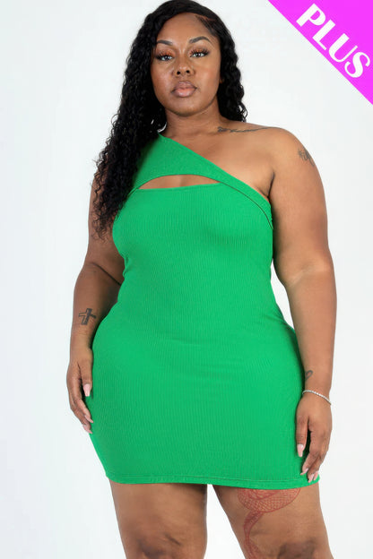 One Shoulder Cutout Front Casual Mini Bodycon Dress