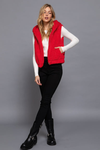 Faux Fur Vest Hoodie