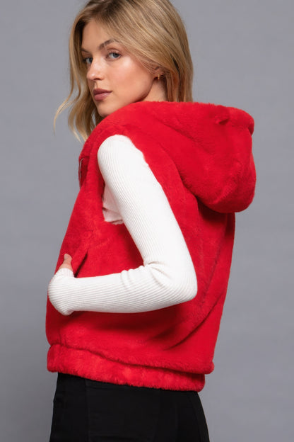 Faux Fur Vest Hoodie