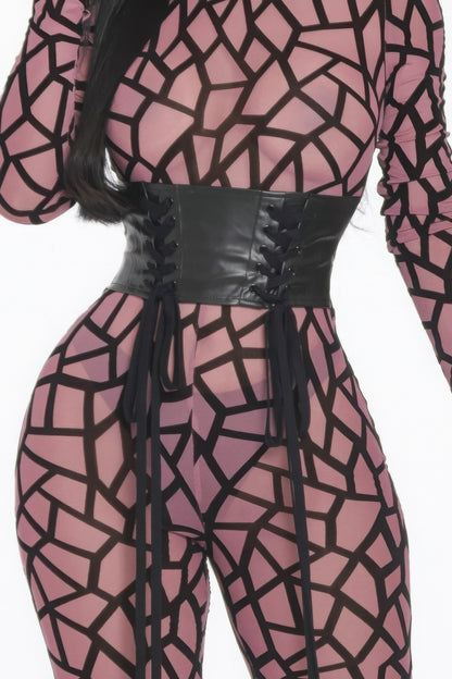 Geometric Print Jumpsuit Pink