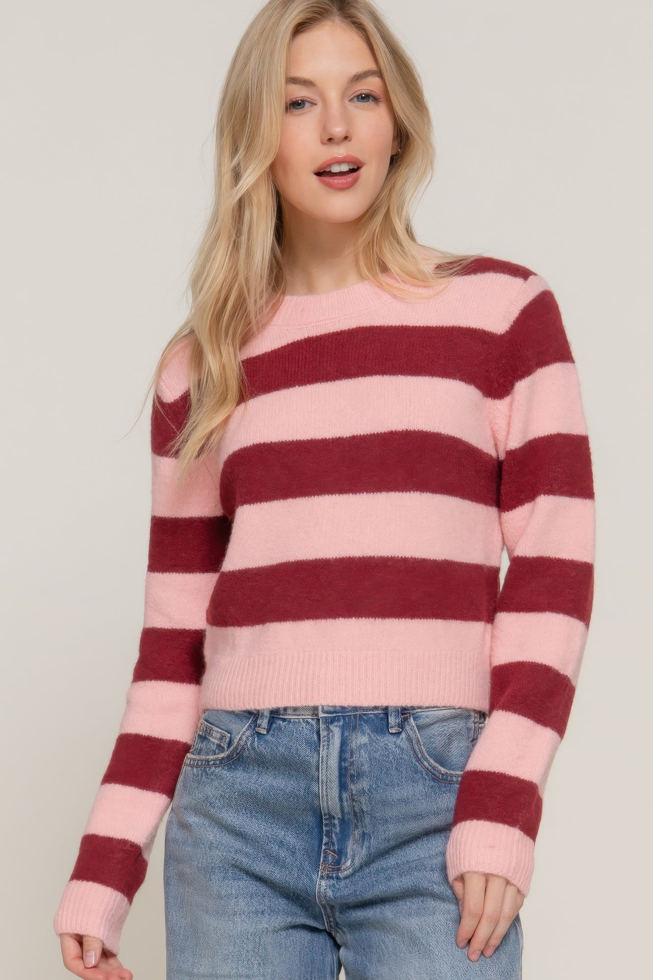 Crew Neck Stripe Sweater