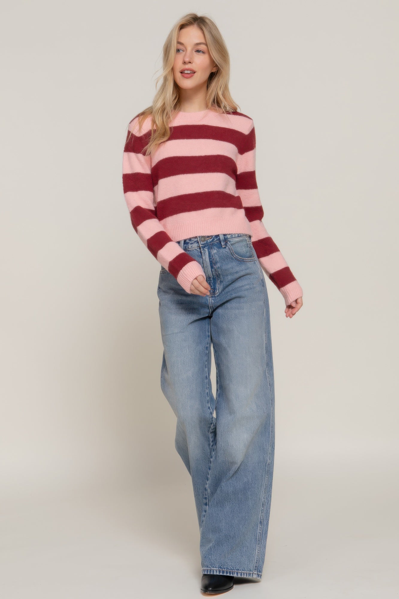 Crew Neck Stripe Sweater
