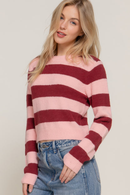 Crew Neck Stripe Sweater
