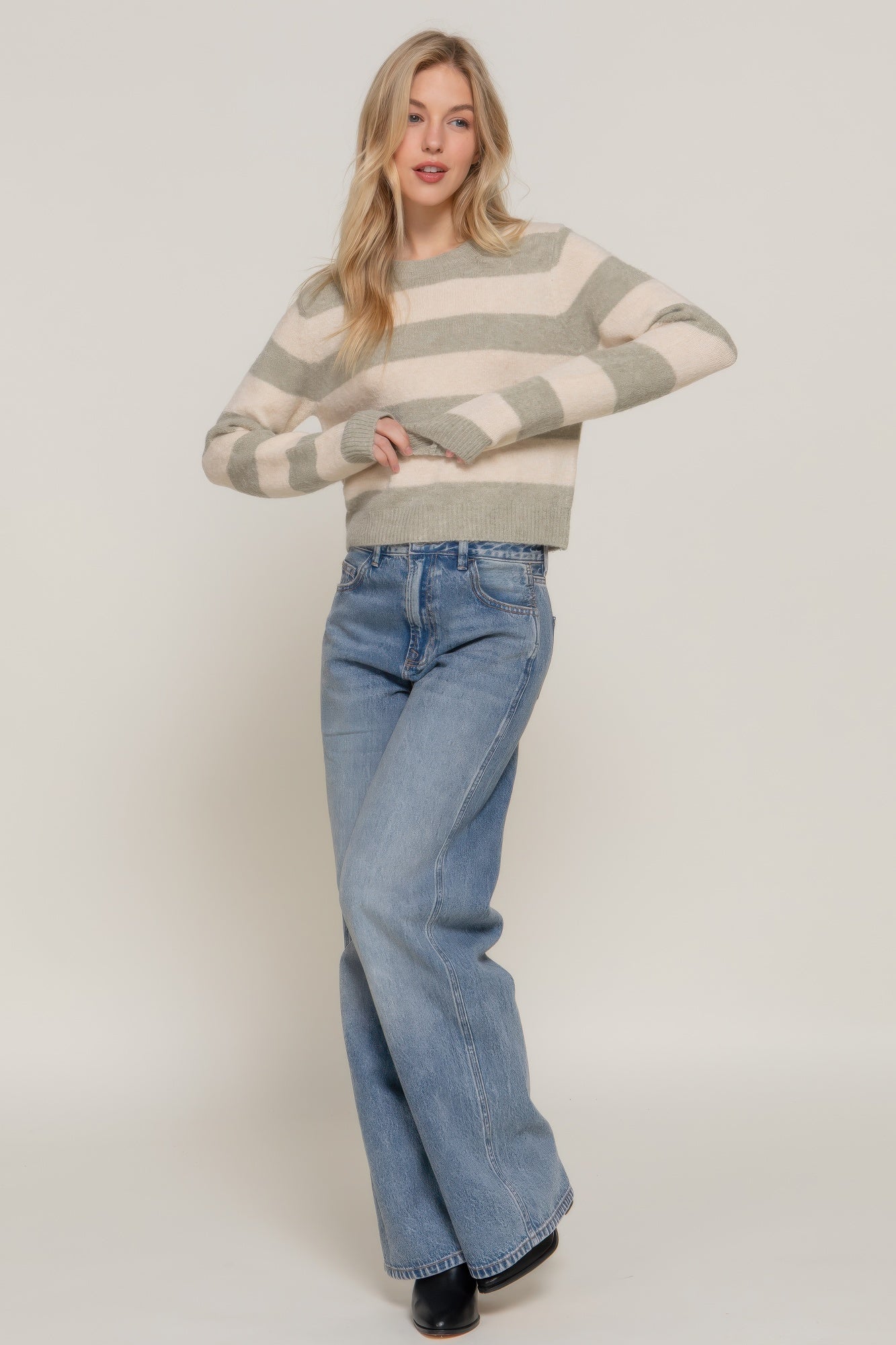 Crew Neck Stripe Sweater