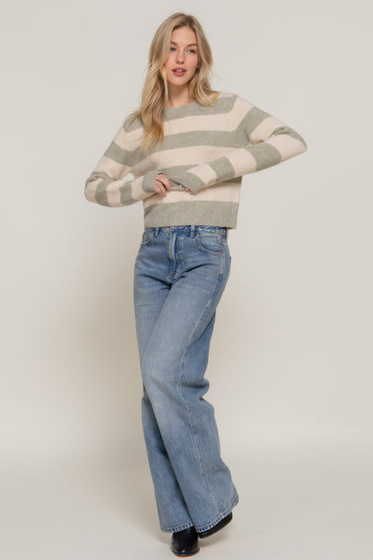 Crew Neck Stripe Sweater