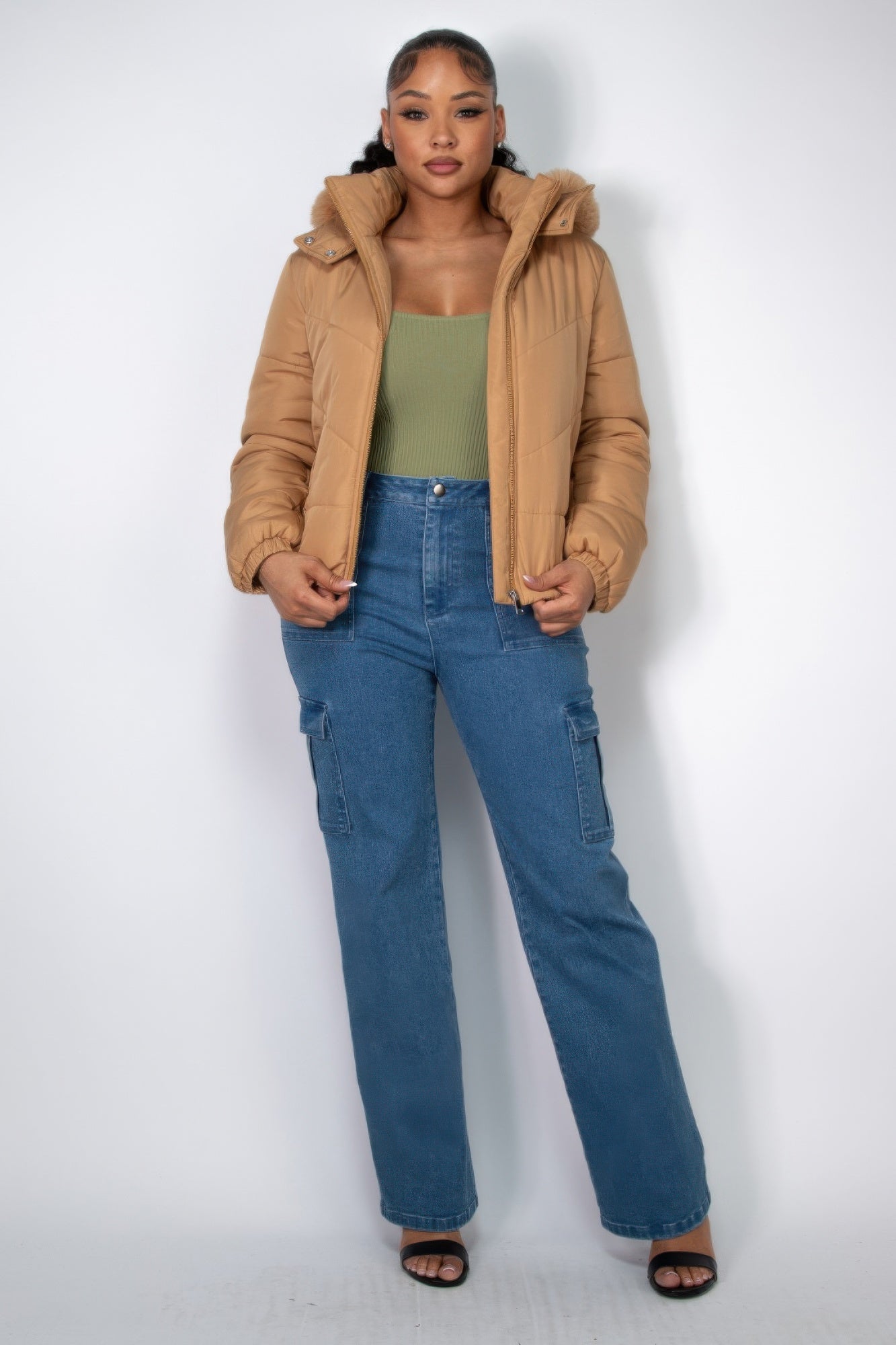 Insulated Faux Fur Hooded Jacket