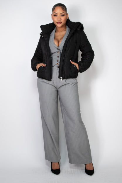 Insulated Faux Fur Hooded Jacket