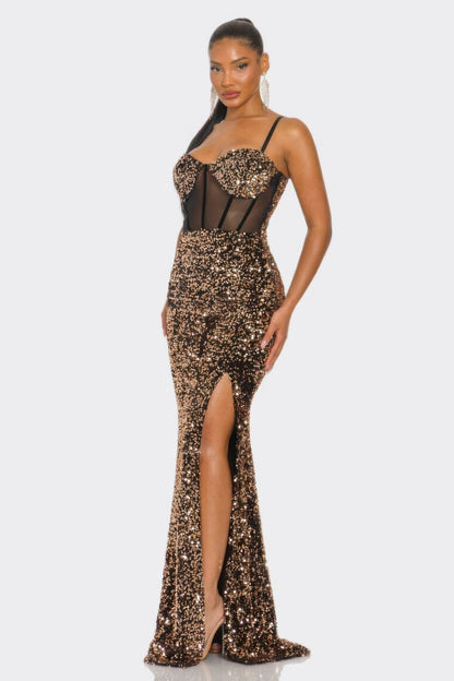 Velvet Corset Maxi Dress