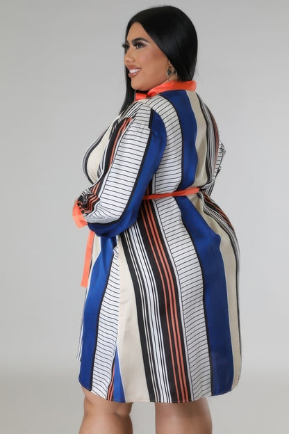 Plus Striped Non-stretch Dress