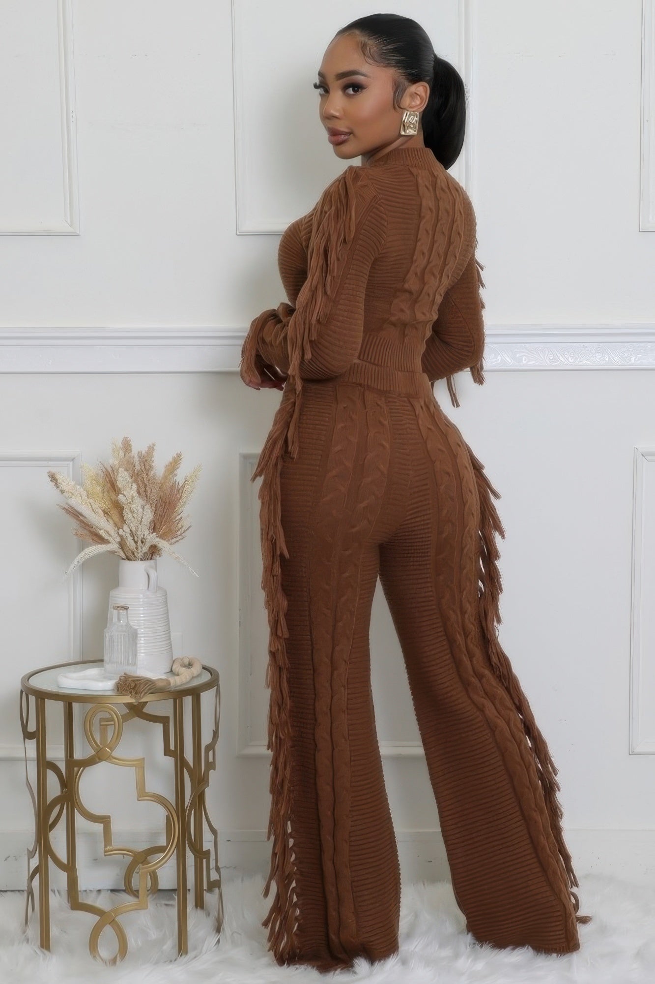 Fringed Knitted Pant Set