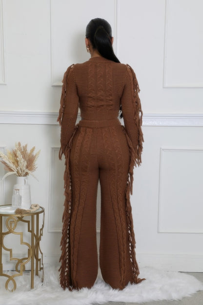 Fringed Knitted Pant Set