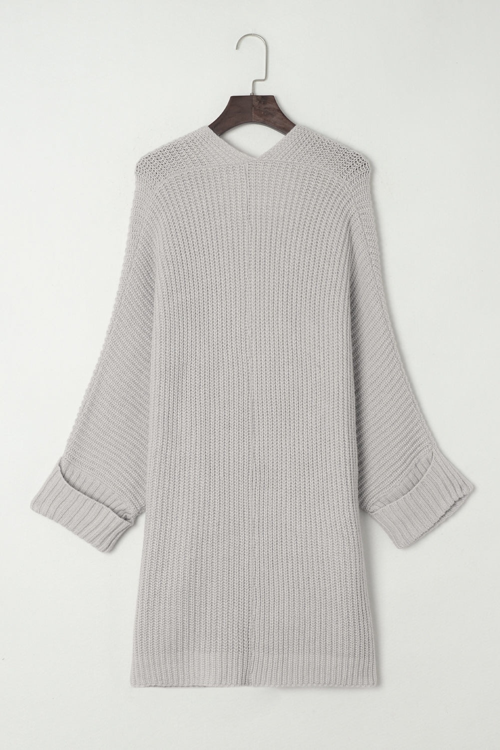 Gray Oversized Fold Over Sleeve Sweater Cardigan