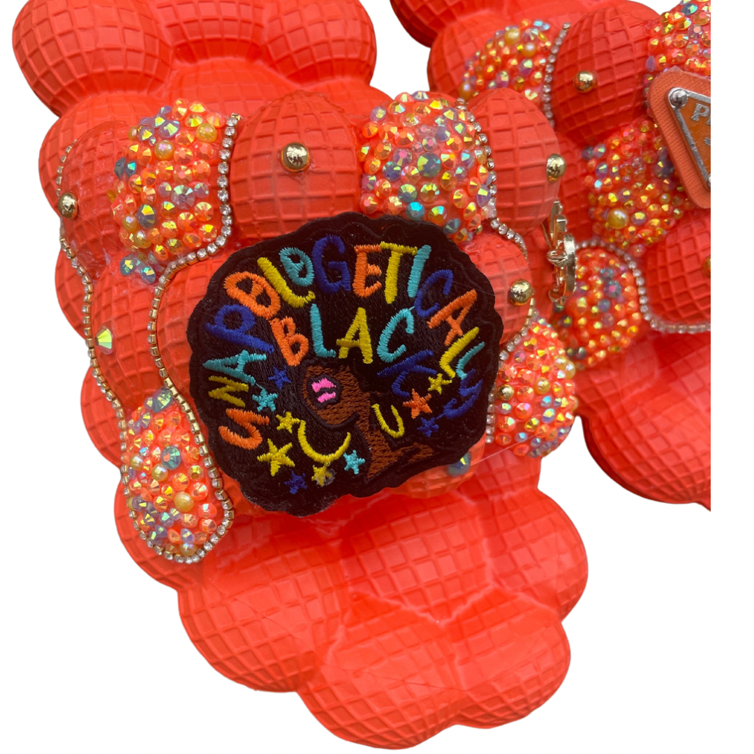 Orange Crush Bling Bubble Slides Orange Open Toe - Premade