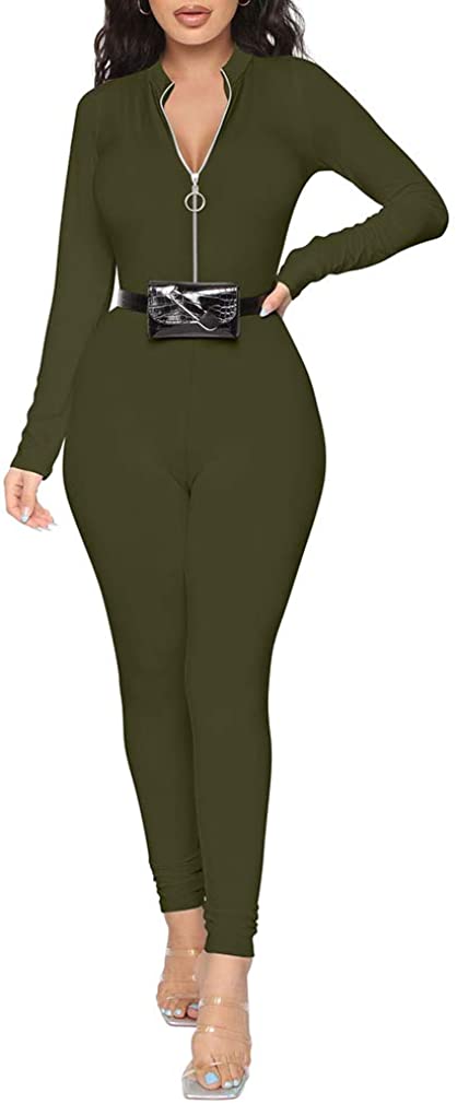 V Neck Zipper Jumpsuit - Jus Fancee Boutique