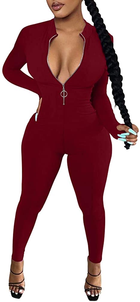 V Neck Zipper Jumpsuit - Jus Fancee Boutique