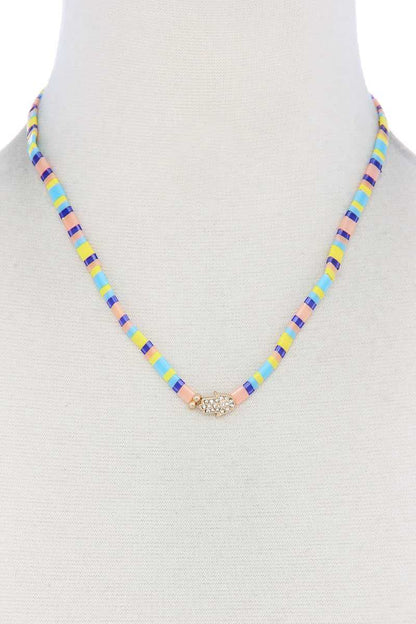 Hamsa Hand Charm Color Block Necklace - Jus Fancee Boutique