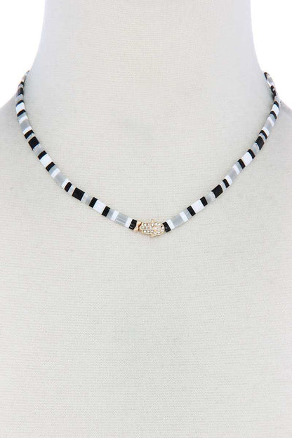 Hamsa Hand Charm Color Block Necklace - Jus Fancee Boutique