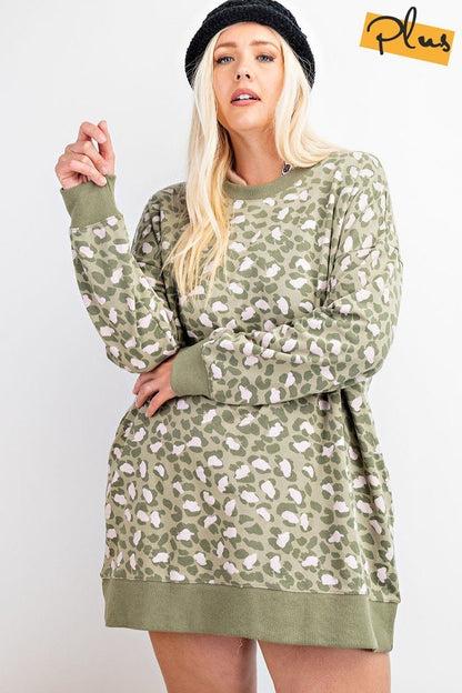 Animal Print Knit Dress Plus