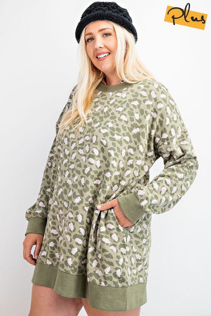Animal Print Knit Dress Plus