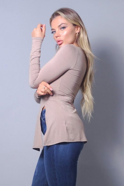 Sleek & Chic Slitted Top - Jus Fancee Boutique