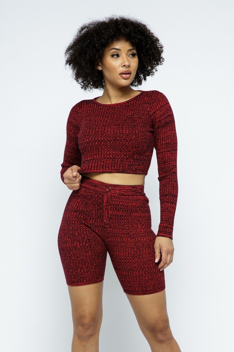 Knit High-waist Biker Shorts Set