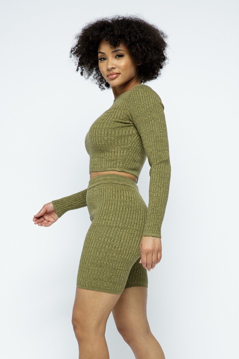 Knit High-waist Biker Shorts Set