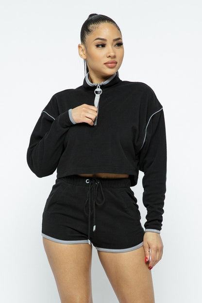 Black Sporty High-waist Shorts Set - Jus Fancee Boutique
