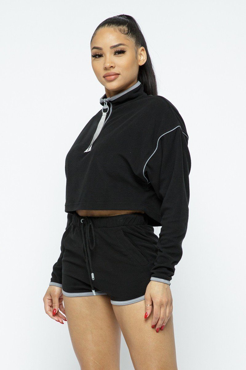 Black Sporty High-waist Shorts Set - Jus Fancee Boutique