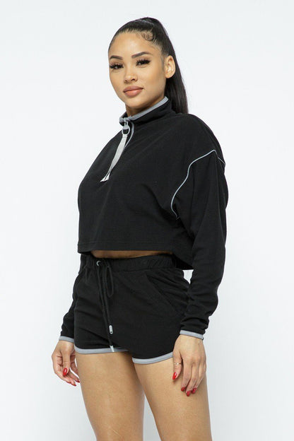 Black Sporty High-waist Shorts Set - Jus Fancee Boutique