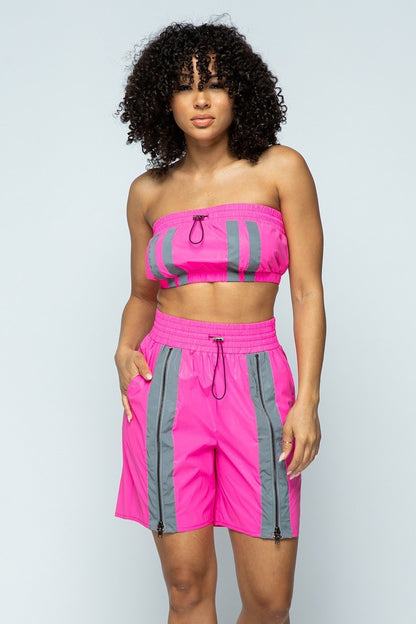 Cropped Mini Tube Top/ and  Thigh Length Shorts Set - Jus Fancee Boutique