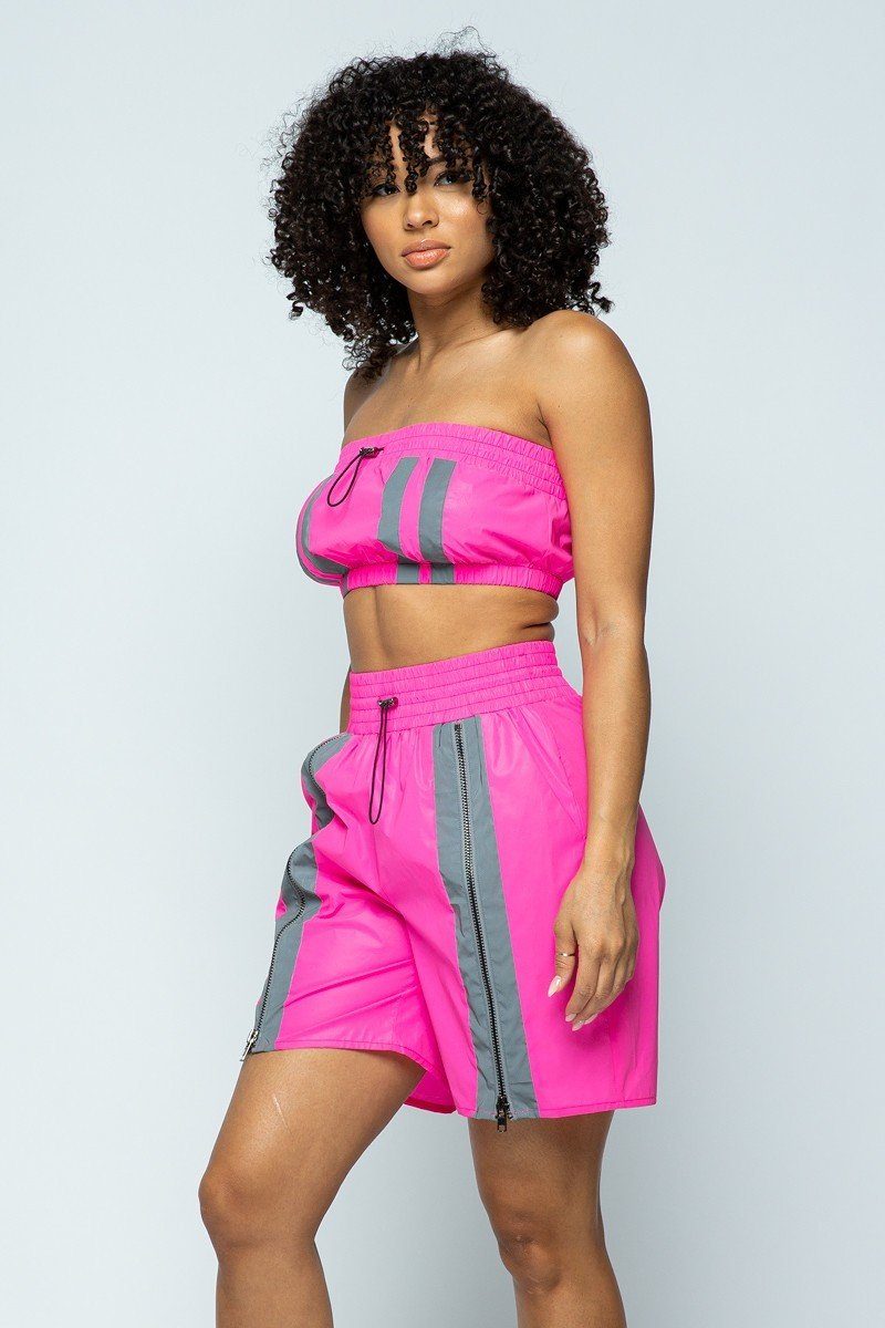Cropped Mini Tube Top/ and  Thigh Length Shorts Set - Jus Fancee Boutique