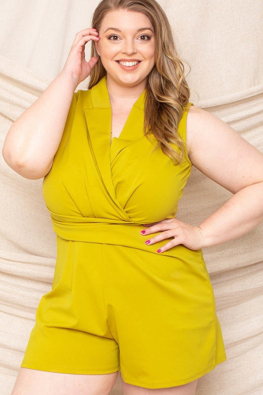 Curvy Romper with Collar - Jus Fancee Boutique