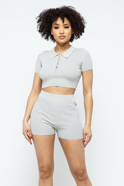 Crop Top + Mini Shorts Set - Jus Fancee Boutique