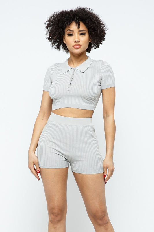 Crop Top + Mini Shorts Set - Jus Fancee Boutique