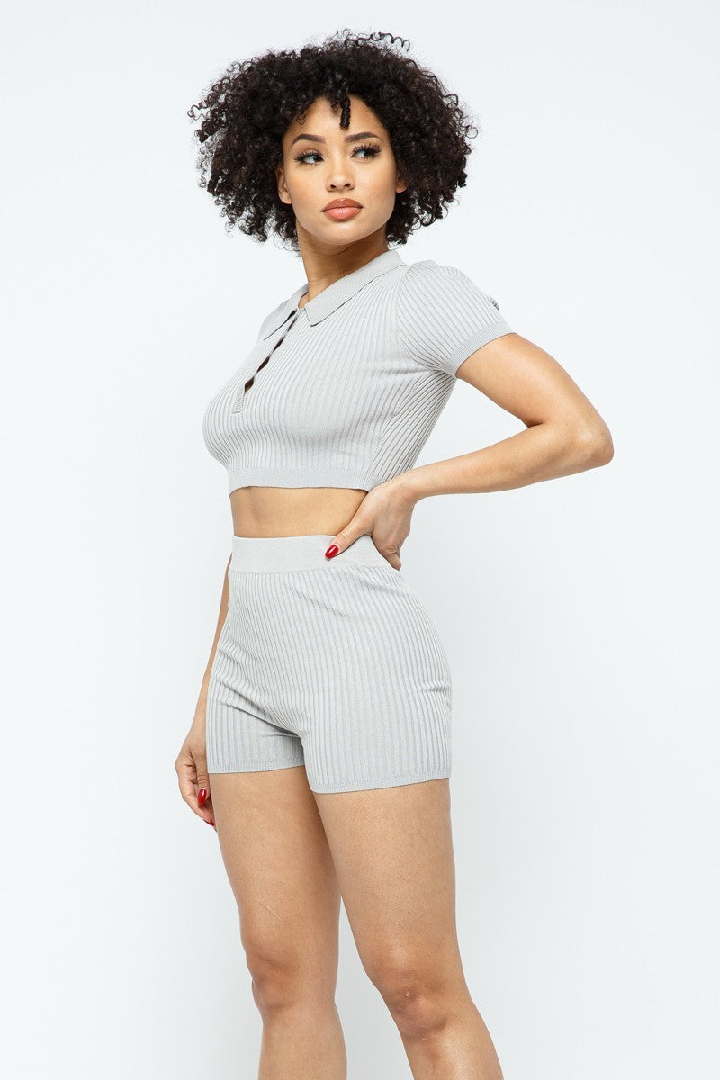 Crop Top + Mini Shorts Set - Jus Fancee Boutique