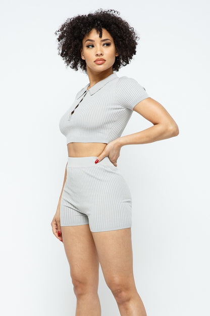 Crop Top + Mini Shorts Set - Jus Fancee Boutique