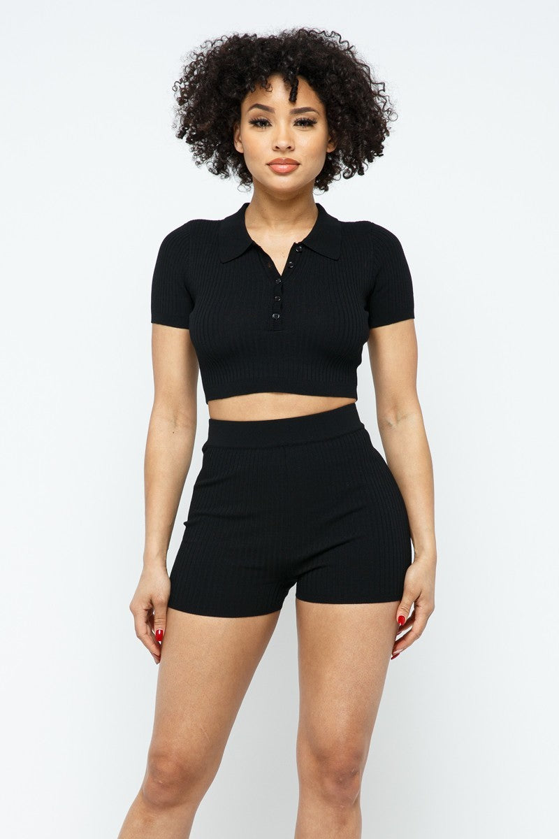 Crop Top + mini Shorts Set - Jus Fancee Boutique