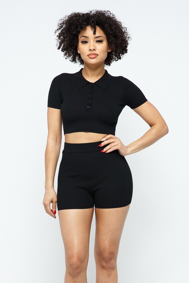 Crop Top + mini Shorts Set - Jus Fancee Boutique